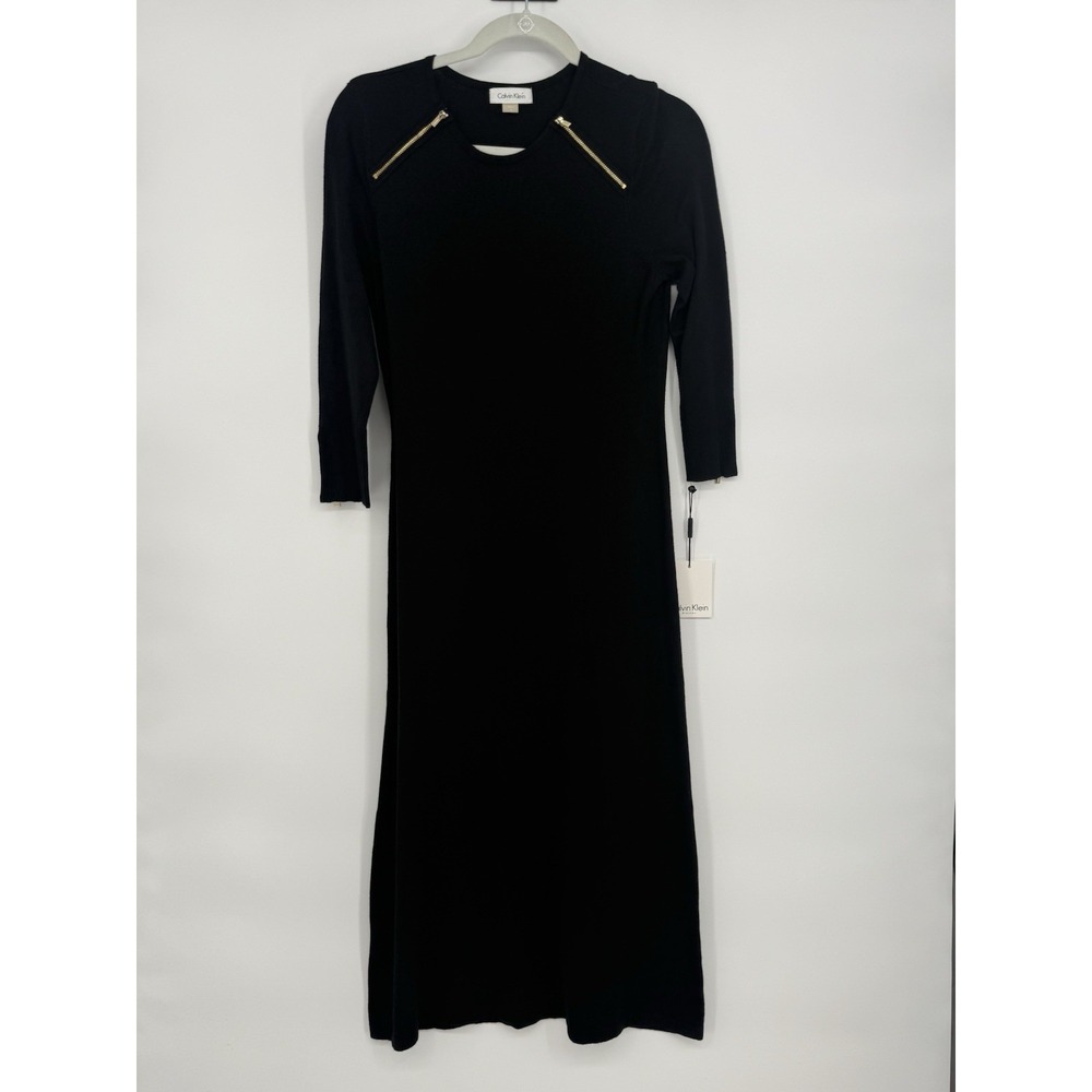 Calvin Klein Women's Black Dress 3/4 Sleeve Medium NWT